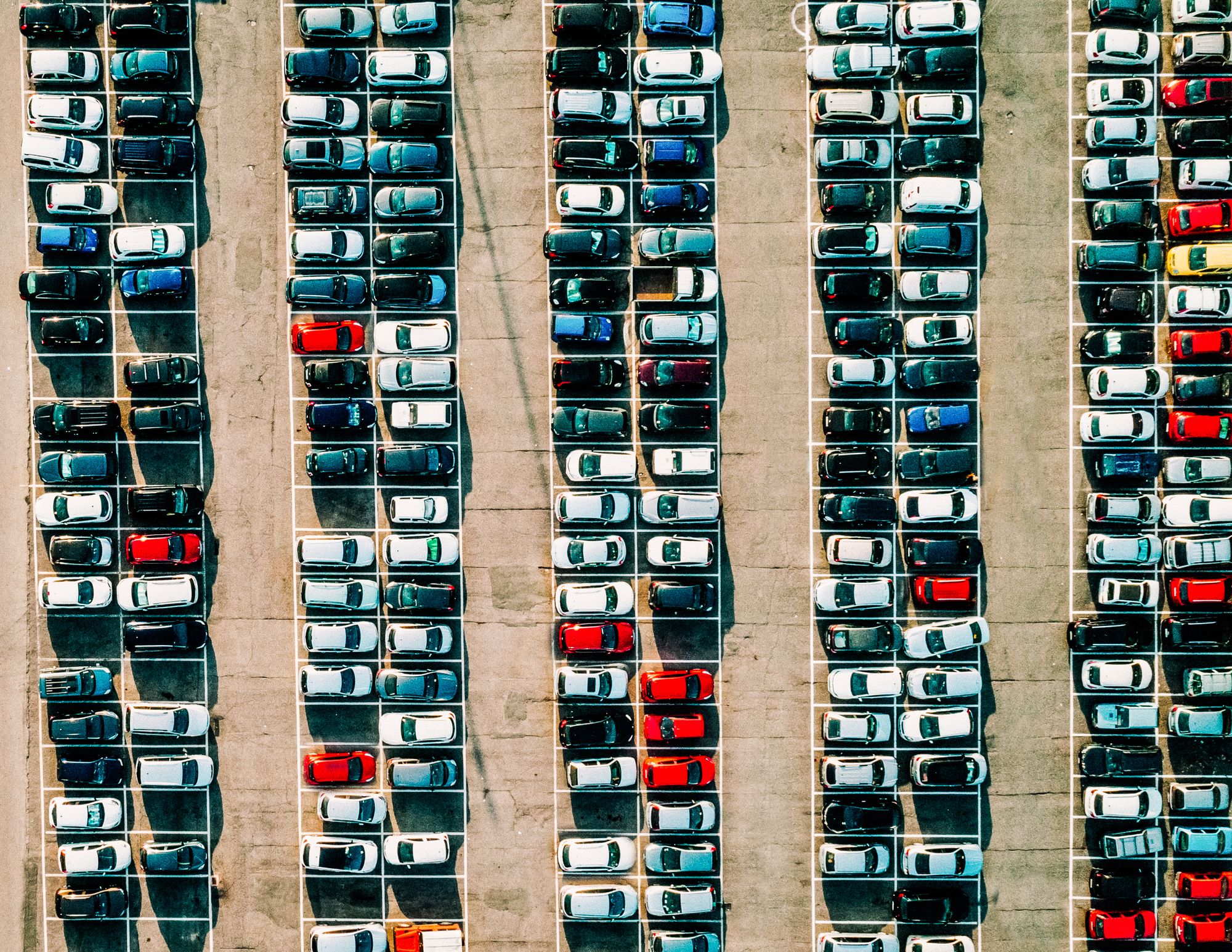 Parking cars from high view used for alternative data 